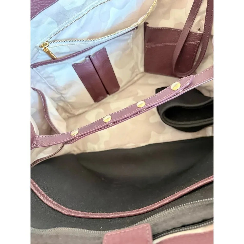 Dagne Dover Allyn Leather Tote Bag Women Red Dual Shoulder Strap Snap Closure